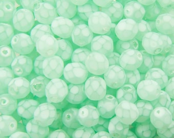 6 mm matt aqua beschichtete böhmische feuerpolierte Glasperlen (25)