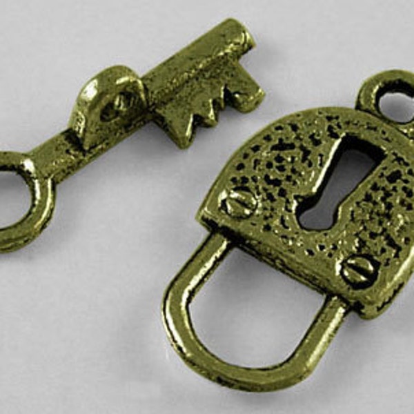 Lock and Key Antiqued Bronze Toggles (10 Sets) tog011C