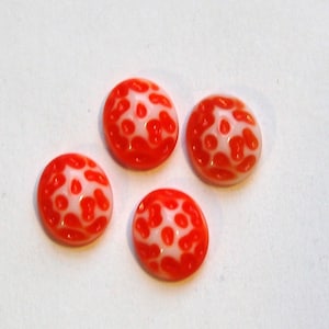 Vintage Orange and White Glass Textured Cabochons 10x8mm cab729C image 1
