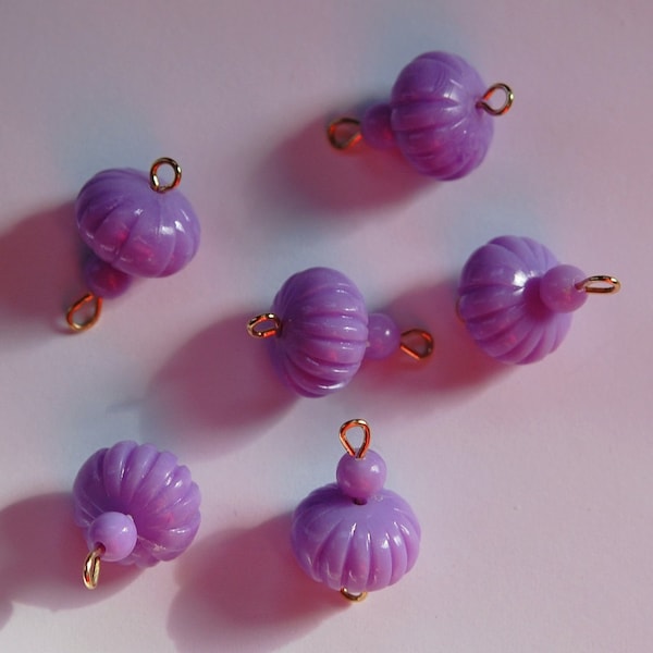 Vintage Purple Melon Bead Drops Connectors Japan bds022D