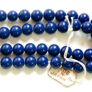 Vintage Navy Blue Glass Beads Japan 6mm (10)  jpn001D