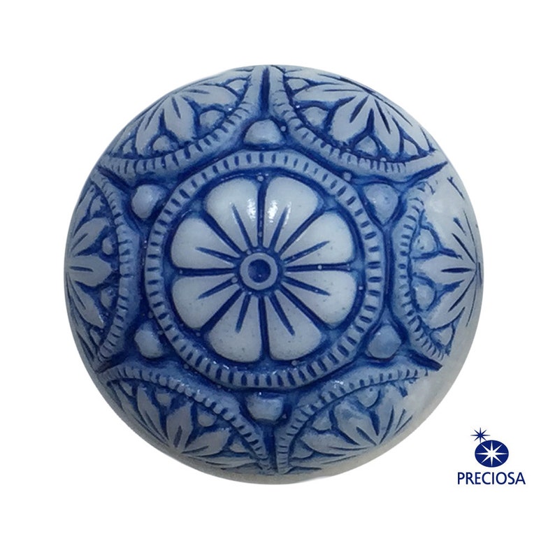 Preciosa Cabochon in vetro mosaico bianco con blu 18mm 1 cab756A immagine 1