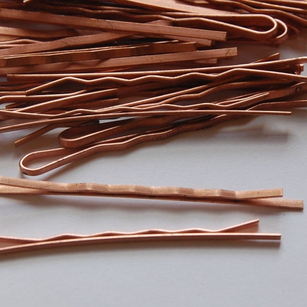 Vintage Copper Coated Bobby Pins Wavy (10) mtl119B