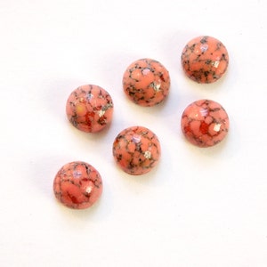 Vintage Czech Domed Coral Matrix Glass Cabochons 7mm (8) cab701AC
