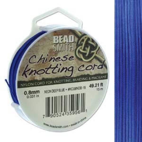 Neon Deep Blue Chinese Knotting Cord (.8mm/.031in) 15m/16.4yds