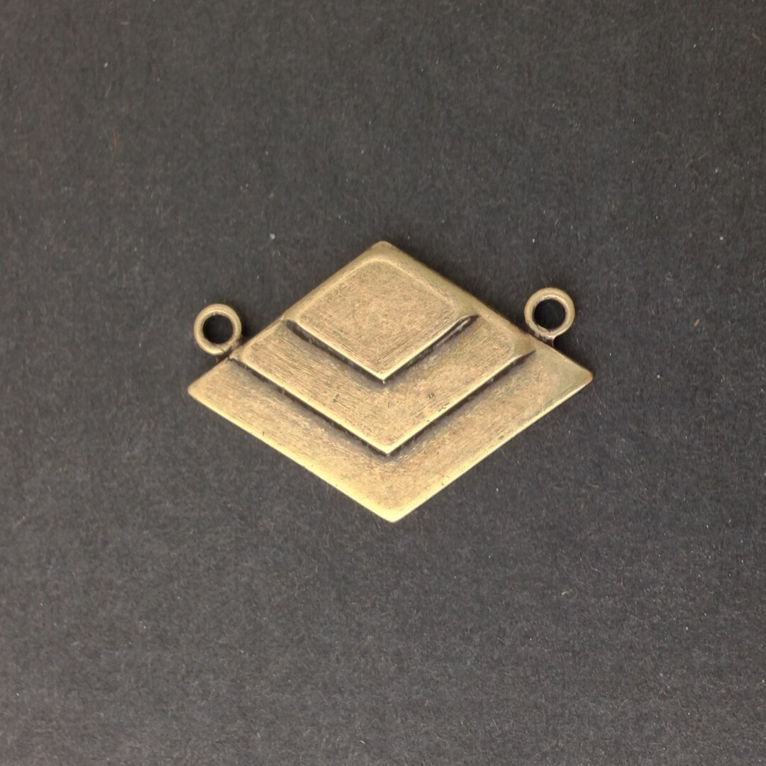 2 Loop Brass Ox Deco Layered V Connector Pendants (2) Mtl407f - Etsy
