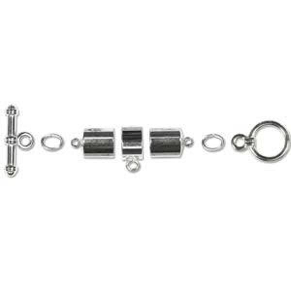 Kumihimo 8mm Barrel Toggle Finding Set Silver Plate