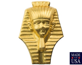 Raw Brass Egyptian Pharaoh Head Stampings 29x21mm (2) mtl106