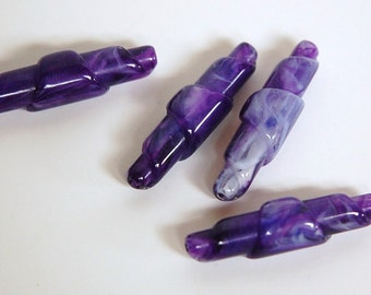 Vintage Purple and White Marbled Rolled Lucite Beads bds952C