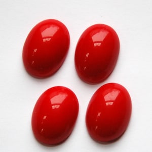 Vintage Opaque Red Glass Cabochons 18x13mm (4) cab248