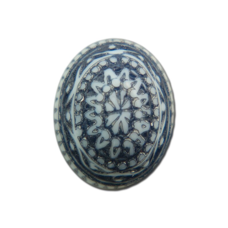 Vintage Mosaic Blue and White Cabochons 10x8mm 8 cab714P image 1