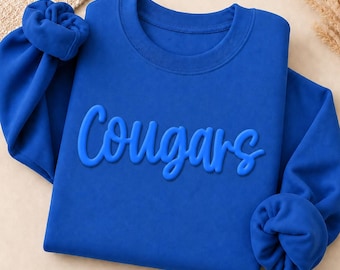 Individueller Puffdruck, Schulname, Puff-Vinyl, Schulstolz, Cougars
