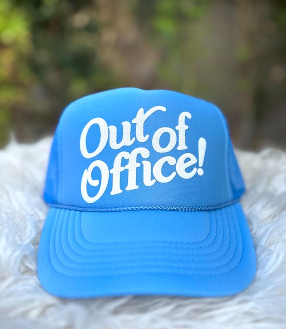 Out of office trucker hat, women’s trucker hat, neon trucker hat, lake hat, river hat, vacation hat