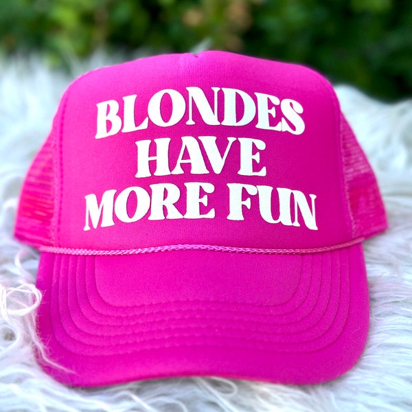 Blondes have more fun trucker hat, women’s trucker hat, neon trucker hat, lake hat, river hat, vacation hat