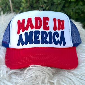 Made in America trucker hat, women’s trucker hat, lake hat, river hat, 4th of July hat