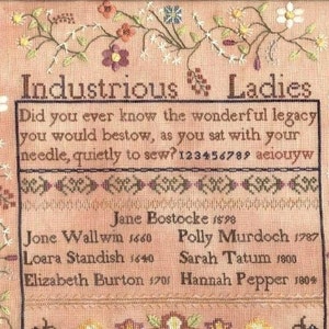 PATTERN Industrious Ladies Historic Reproduction Style Sampler Chart and Instructions