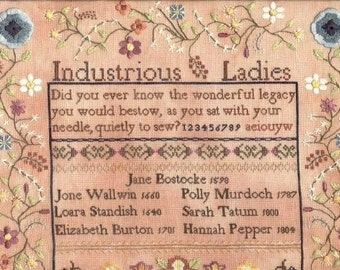 PATTERN Industrious Ladies Historic Reproduction Style Sampler Chart and Instructions