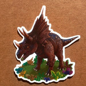 Linda pegatina de dinosaurio: pegatina de vinilo única para computadoras, portátiles y botellas de agua