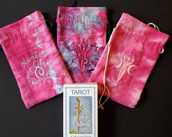 Tie Dye Tarot Card Bag, Marble Bag, Mojo Bag, Pink, Blue, Namaste, Goddess