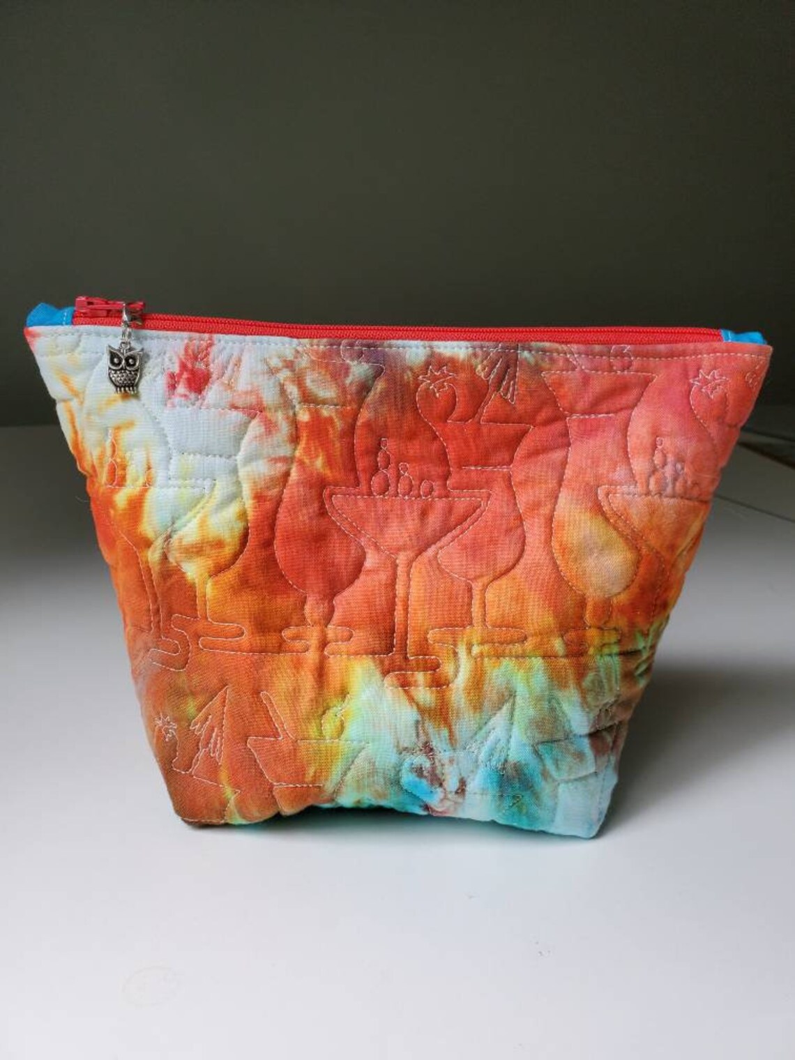 Quilted Cosmetic Bag Tie Dye Makeup Bag Orange Yellow Etsy