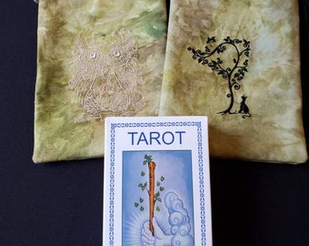 Tie Dye Tarot Card Bag, Marble Bag, Mojo Bag, Green, Gold, Brown, Camo, Owl, Cat