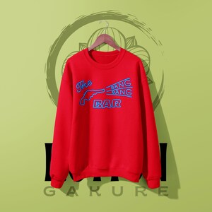 Bang Bang Bar Twin Peaks Graphic Sweatshirt: Vintage Movie Inspired Crewneck Red