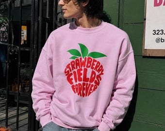 Bluza Strawberry Fields: inspirowana Beatlesami, z okrągłym dekoltem w stylu retro