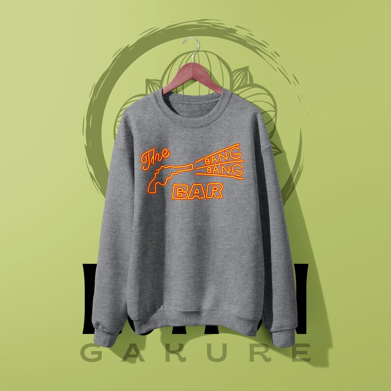 Bang Bang Bar Twin Peaks Graphic Sweatshirt: Vintage Movie Inspired Crewneck Sport Grey