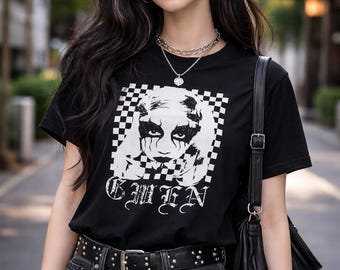 Retro Gwen Stefani Graphic Tee, Checkerboard Goth Shirt, Y2K Alt Rock Graphic Tee, No Doubt Ska Punk Shirt