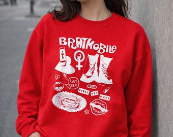 Camiseta Bratmobile Punk Rock, Sudadera con estampado Riot Grrrl, Sudadera con cuello redondo estilo años 90, Regalo feminista Girl Power, Merchandising Alt Indie