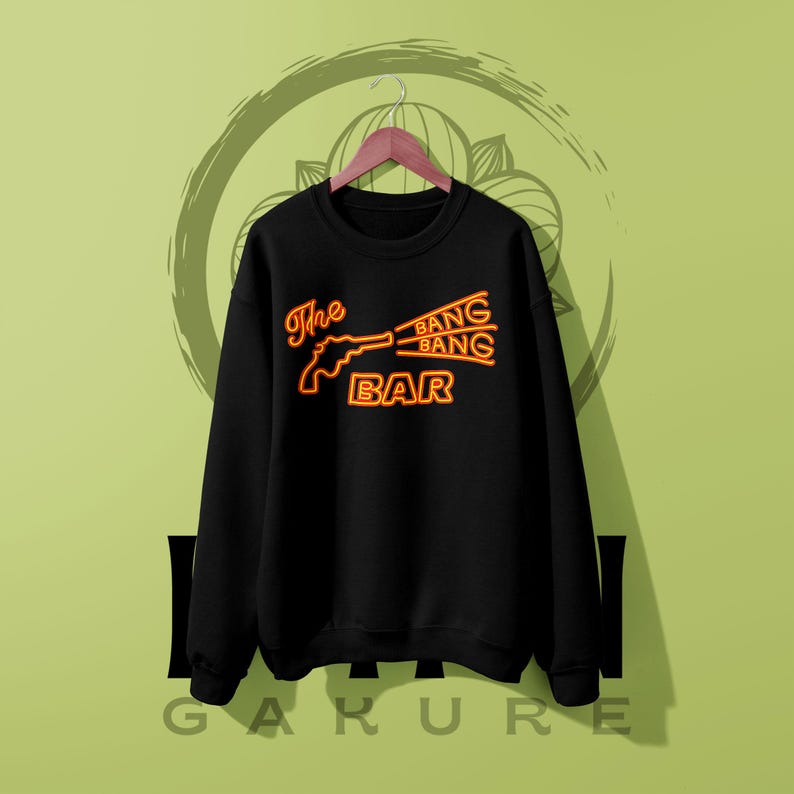 Bang Bang Bar Twin Peaks Graphic Sweatshirt: Vintage Movie Inspired Crewneck Black