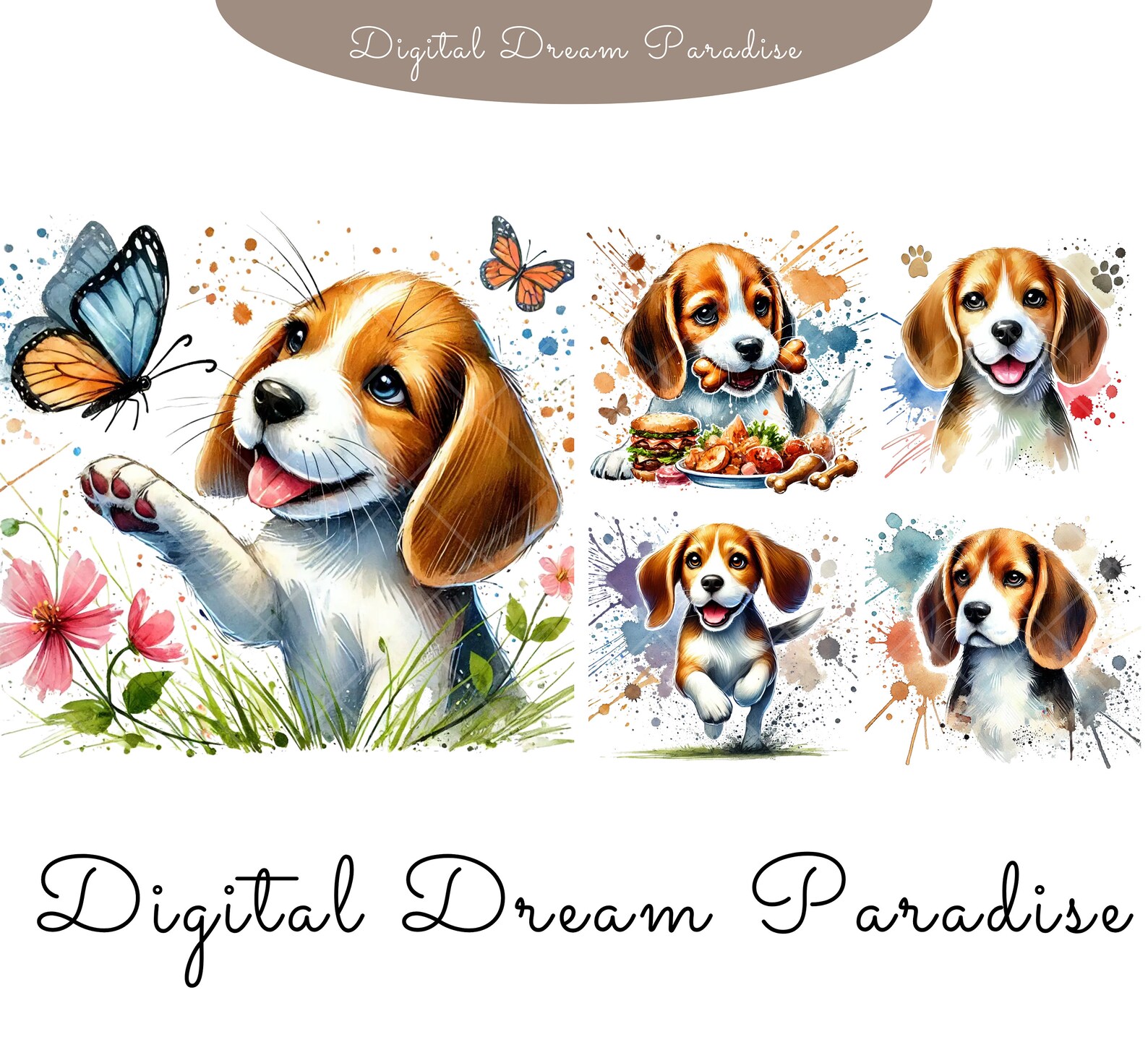 High Quality Beagle Clipart Bundle With Transparent Backgrounds | 10 ...