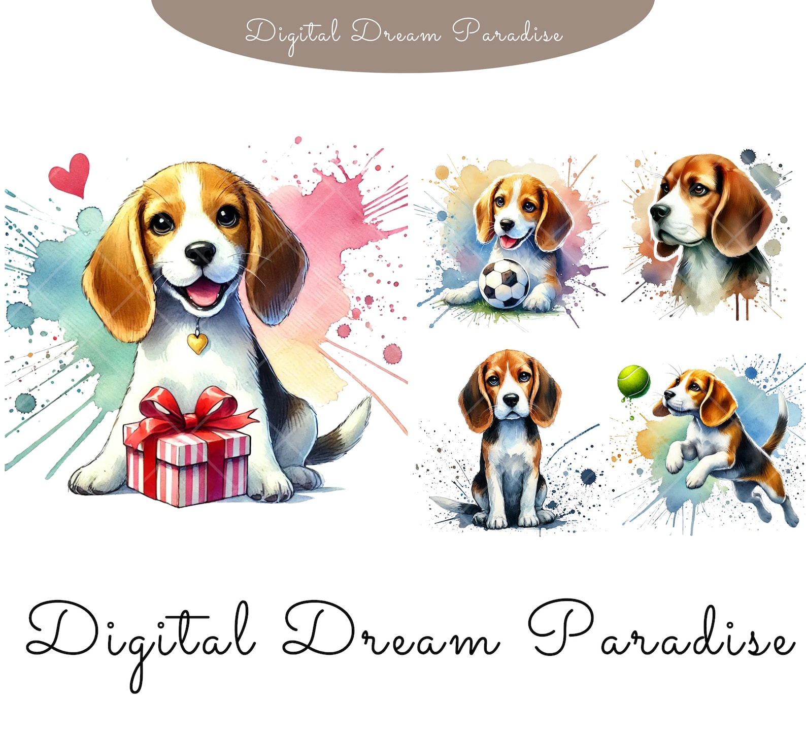 High Quality Beagle Clipart Bundle With Transparent Backgrounds | 10 ...