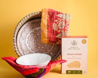 Mandala Bread Warmer Basket Gift Set