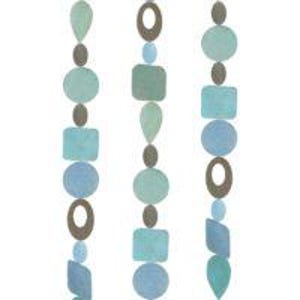 May include: Three strands of blue and gray felt garland with geometric shapes, including circles, squares, and teardrop shapes.