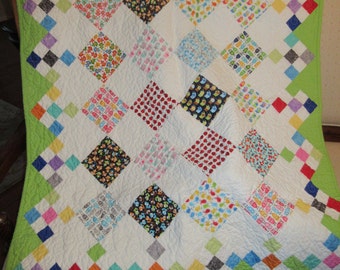 Cheerful Harmony Baby Quilt - Girls quilt, Boys quilt, Kids bedding, Handmade Quilts, Colorful Quilt, Baby Gift Idea