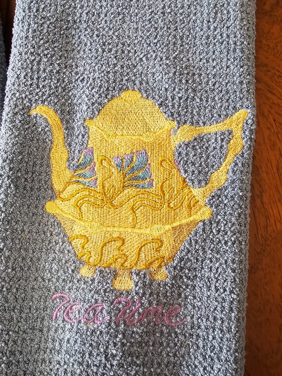 Vintage Teapots Microfiber Waffle Weave Tea Towel