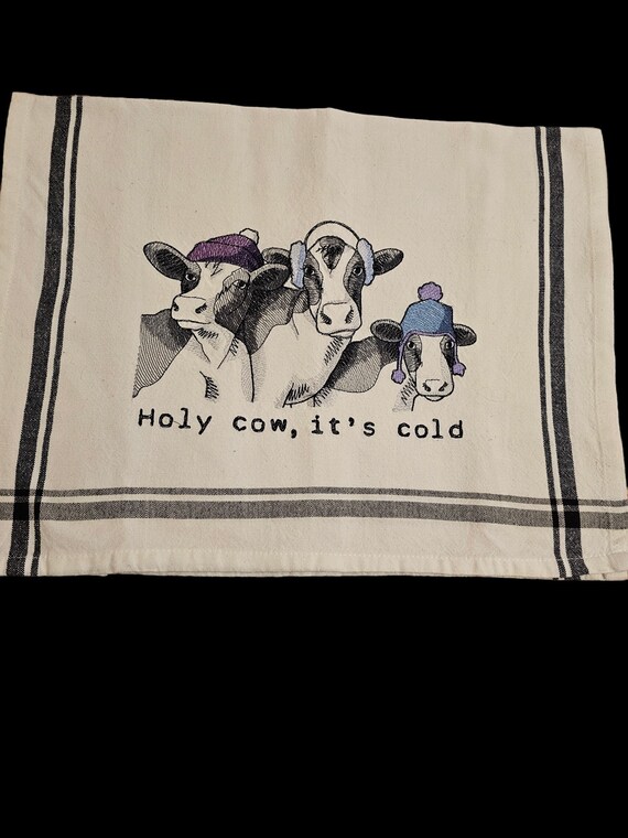 Tea towel - Cow Embroidered