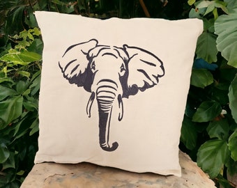 Majestic Elephant Head Embroidered Throw Pillow