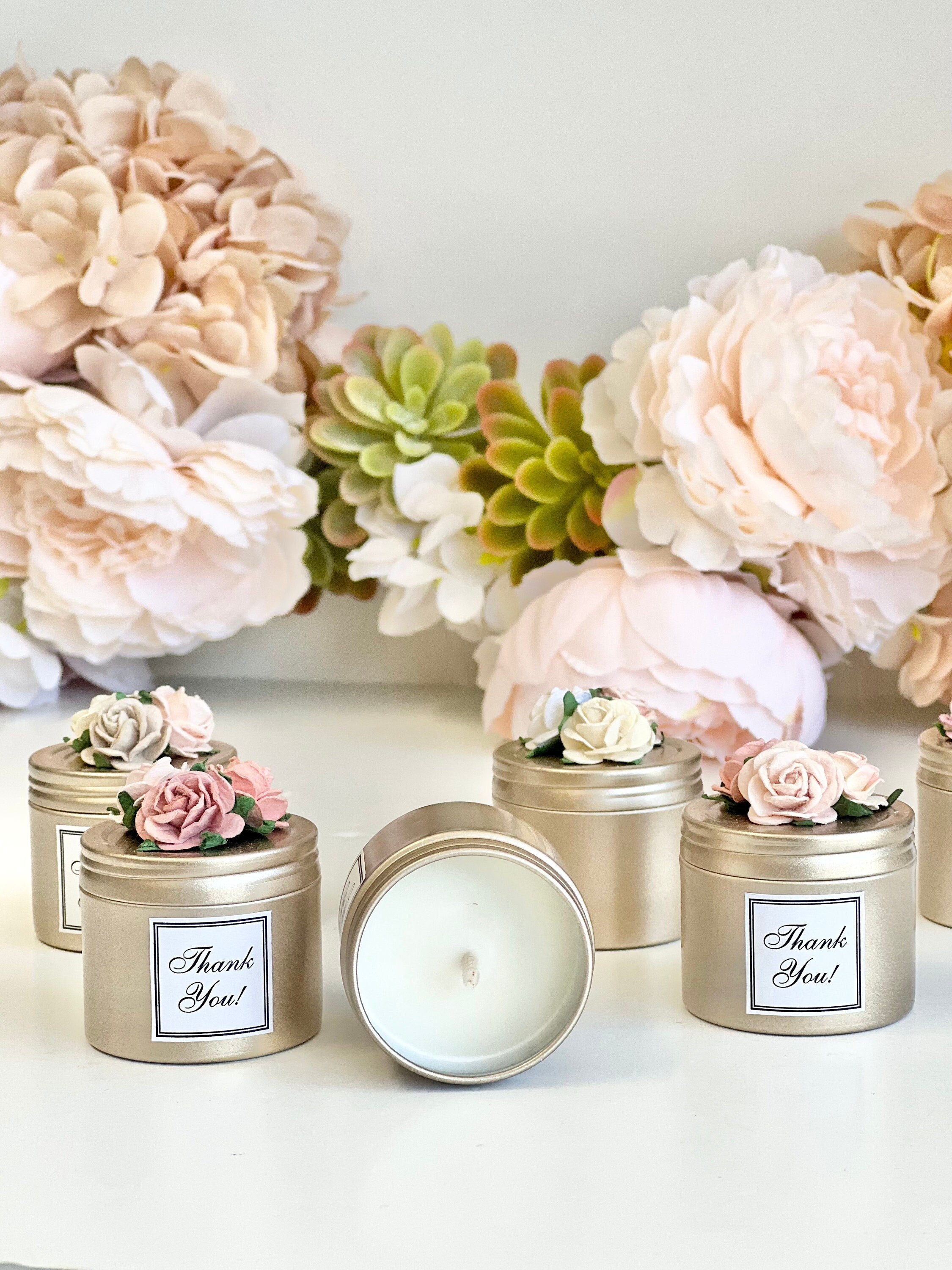 5 Pcs Pink Candle Wedding Favors Guests, Bulk Custom Candle Favors ...