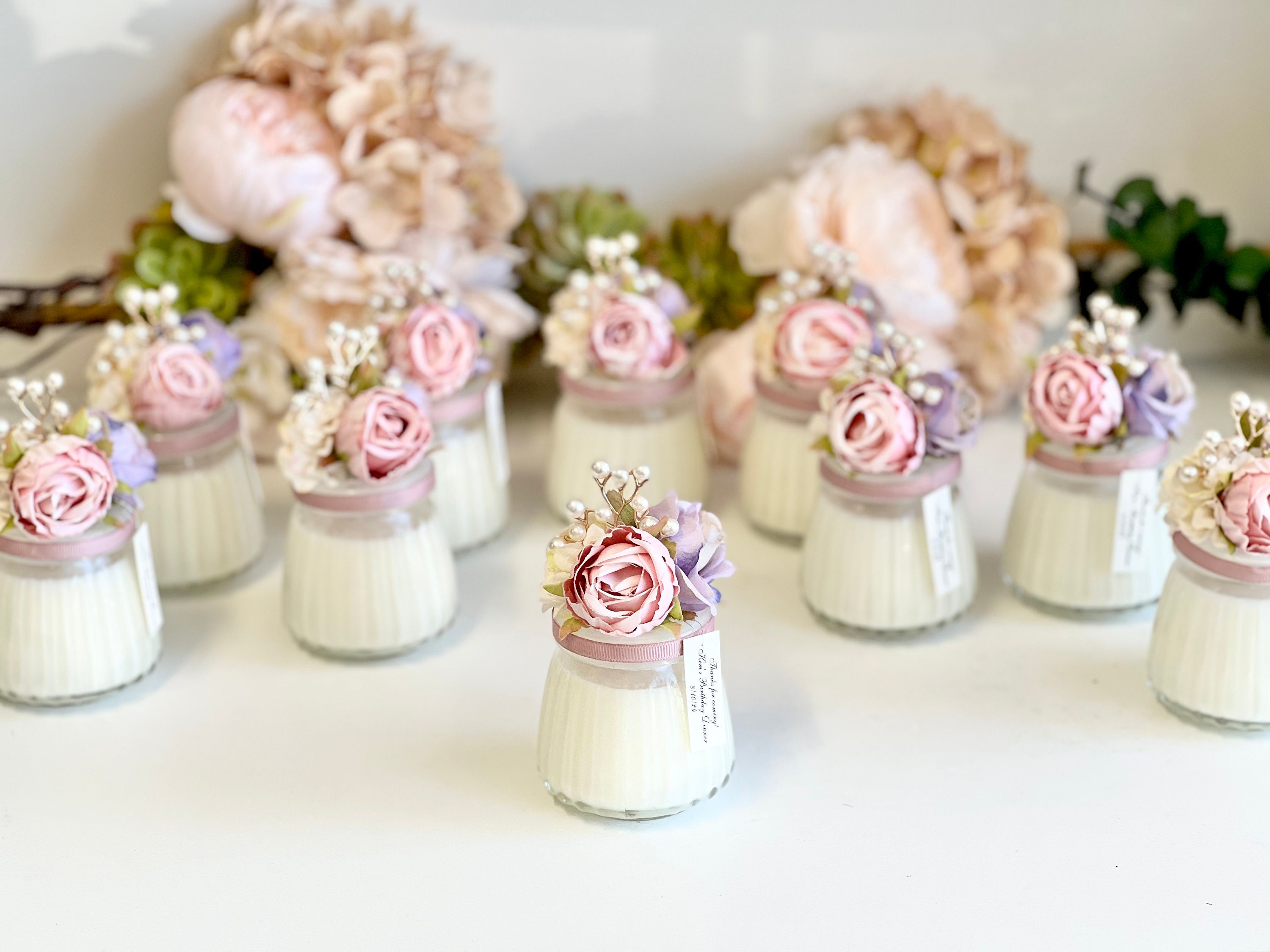 Pink Lilac Candle Wedding Favors for Guests, Custom Party Candle Favors ...