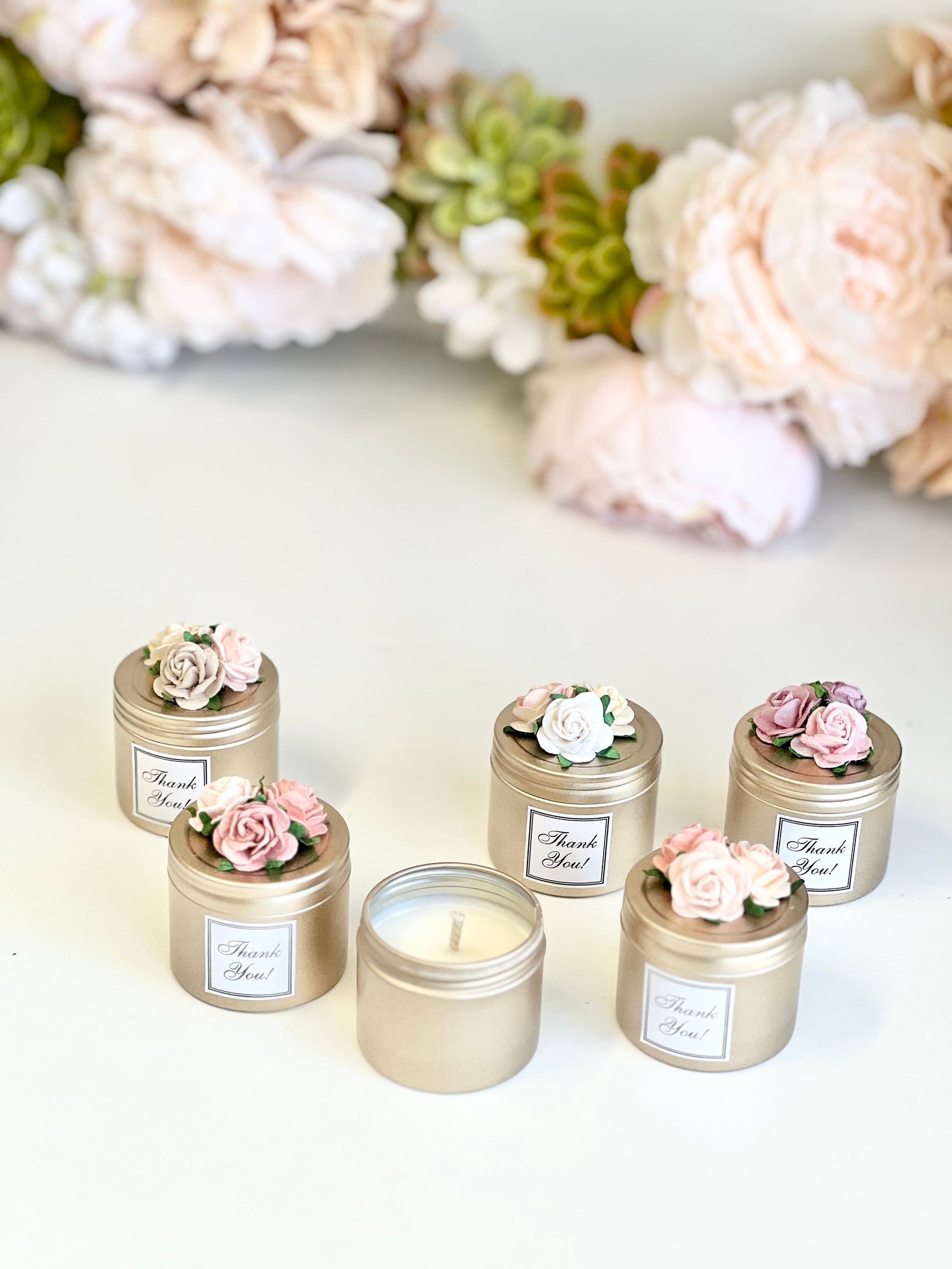 5 Pcs Pink Candle Wedding Favors Guests, Bulk Custom Candle Favors ...