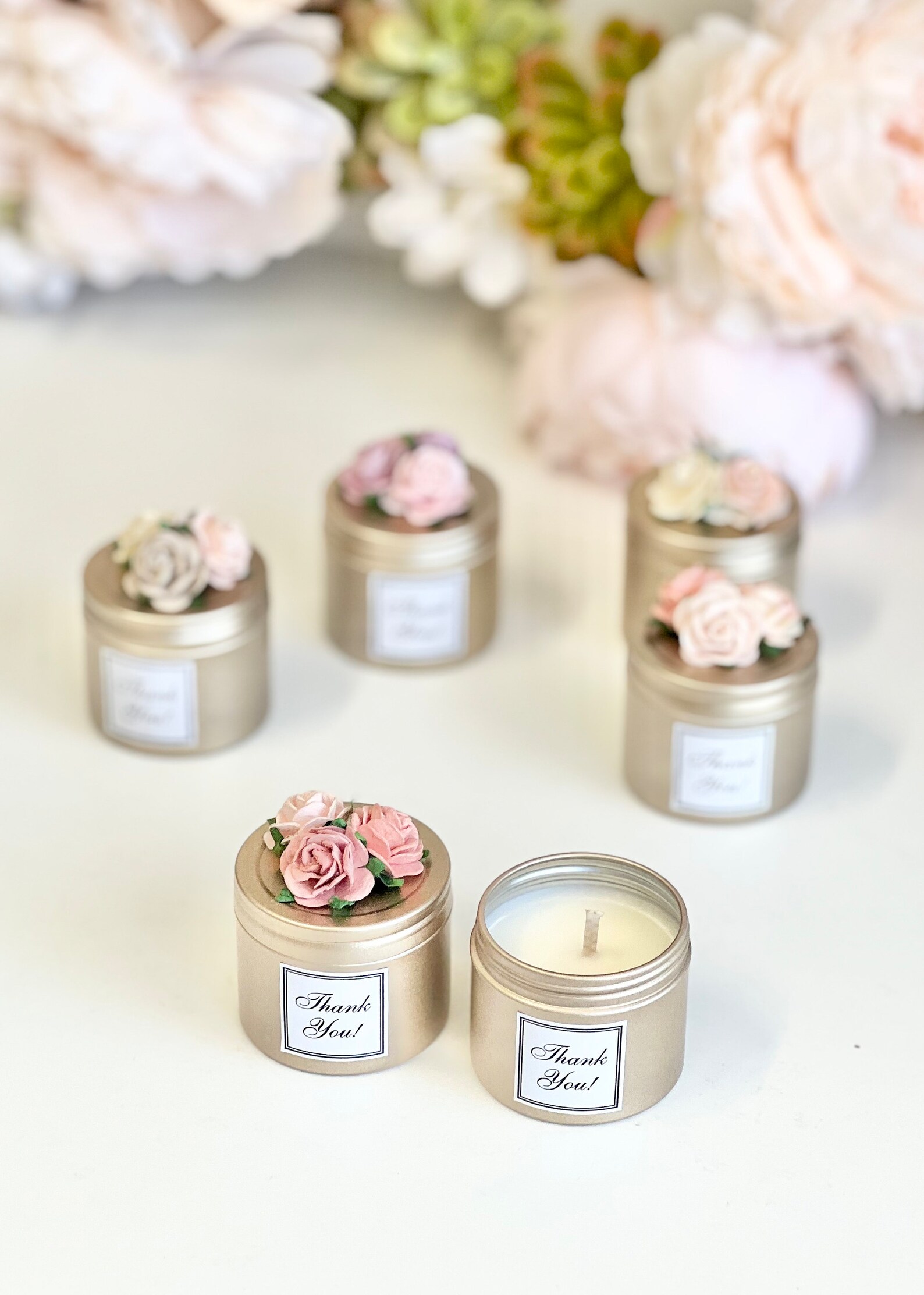 5 Pcs Pink Candle Wedding Favors Guests, Bulk Custom Candle Favors ...
