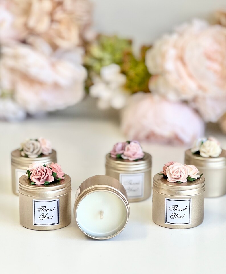 5 Pcs Pink Candle Wedding Favors Guests, Bulk Custom Candle Favors ...