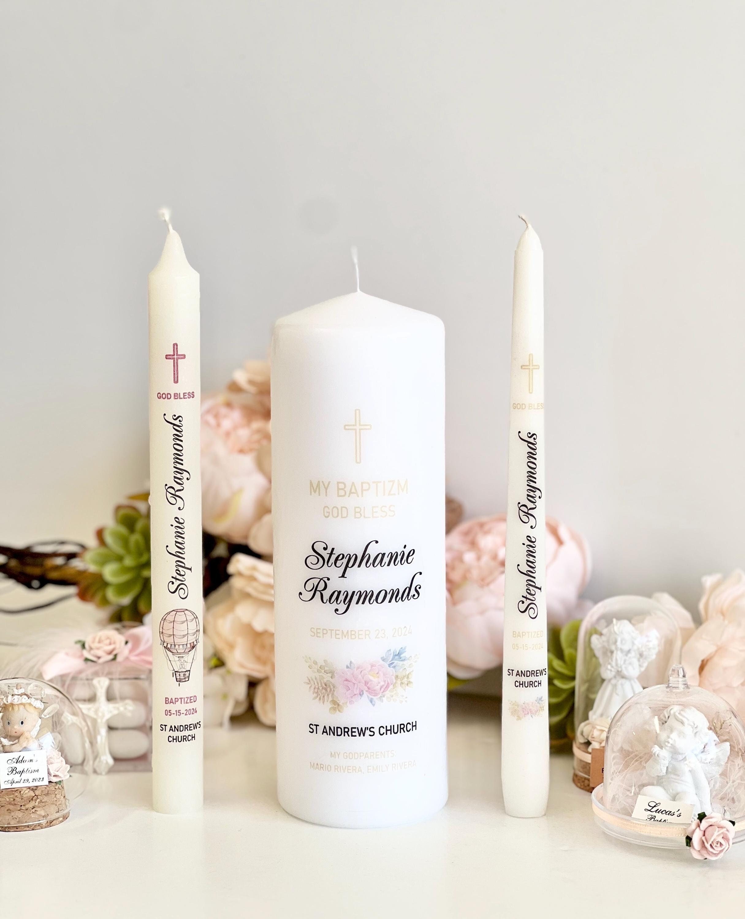 Personalized Baptism Candle, Custom Christening Candle, Floral Baptism ...