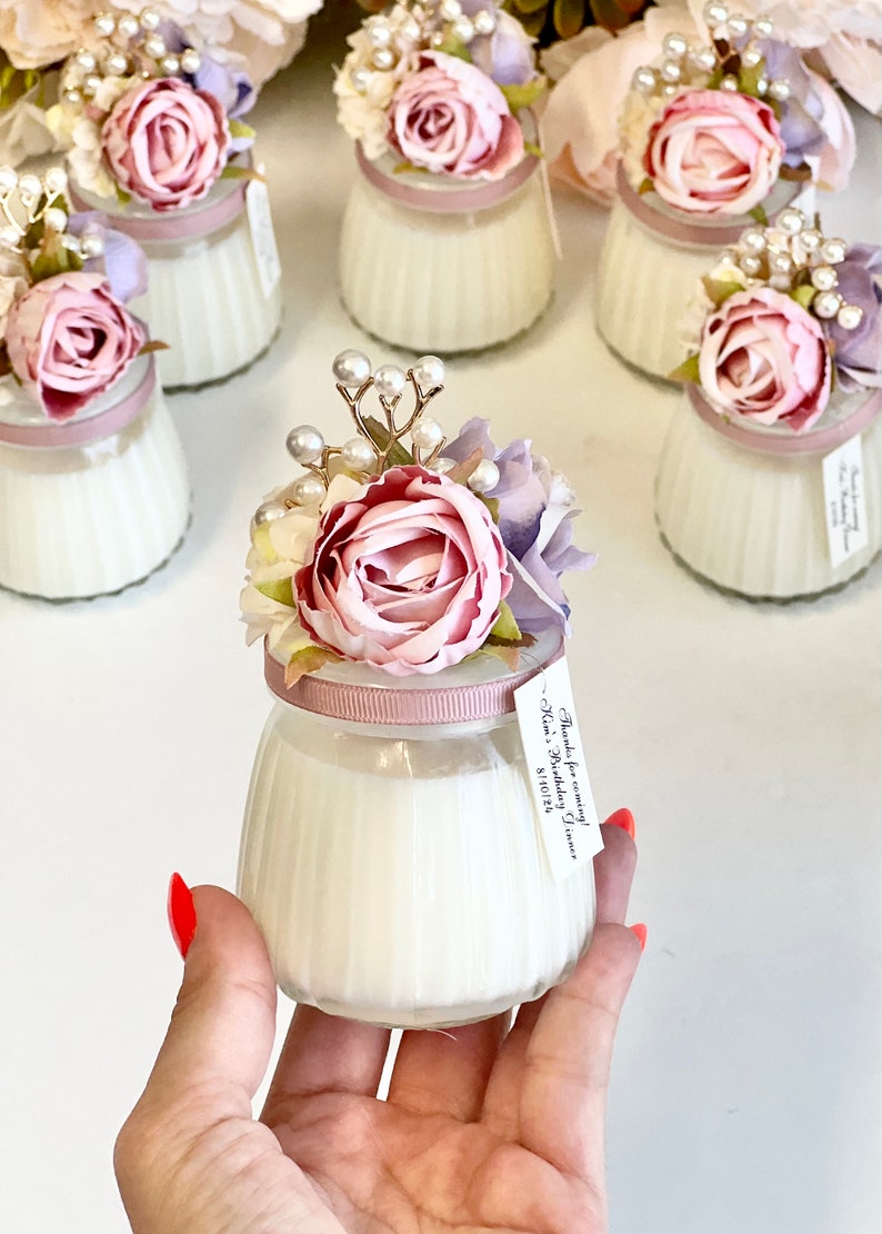 Pink Lilac Candle Wedding Favors for Guests, Custom Party Candle Favors ...