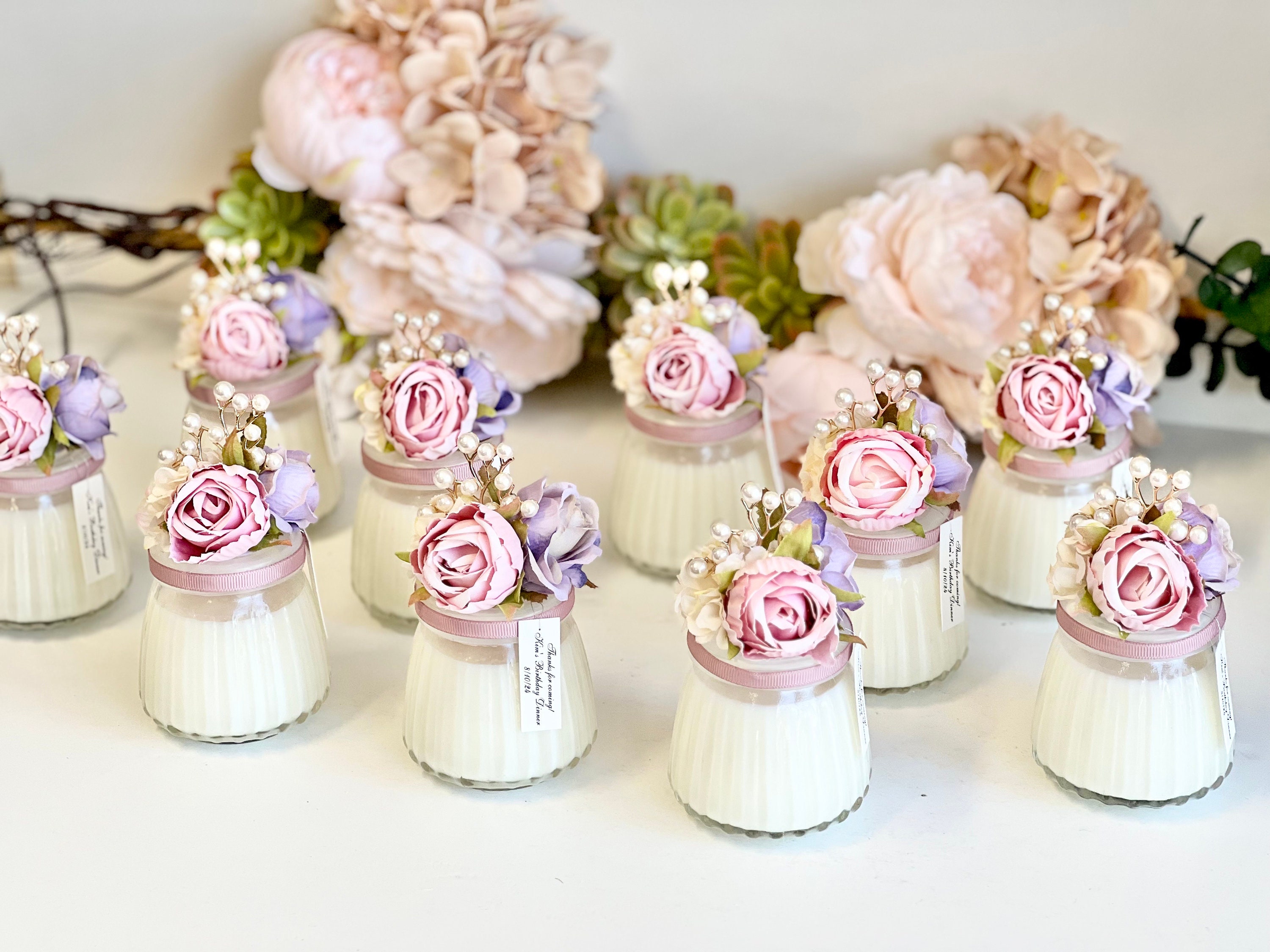 Pink Lilac Candle Wedding Favors for Guests, Custom Party Candle Favors ...