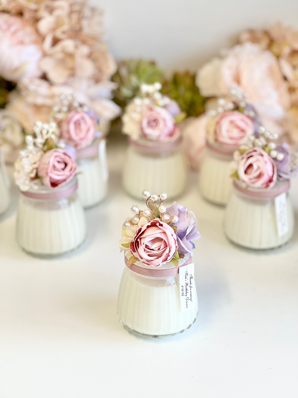 Pink Lilac Candle Wedding Favors for Guests, Custom Party Candle Favors ...