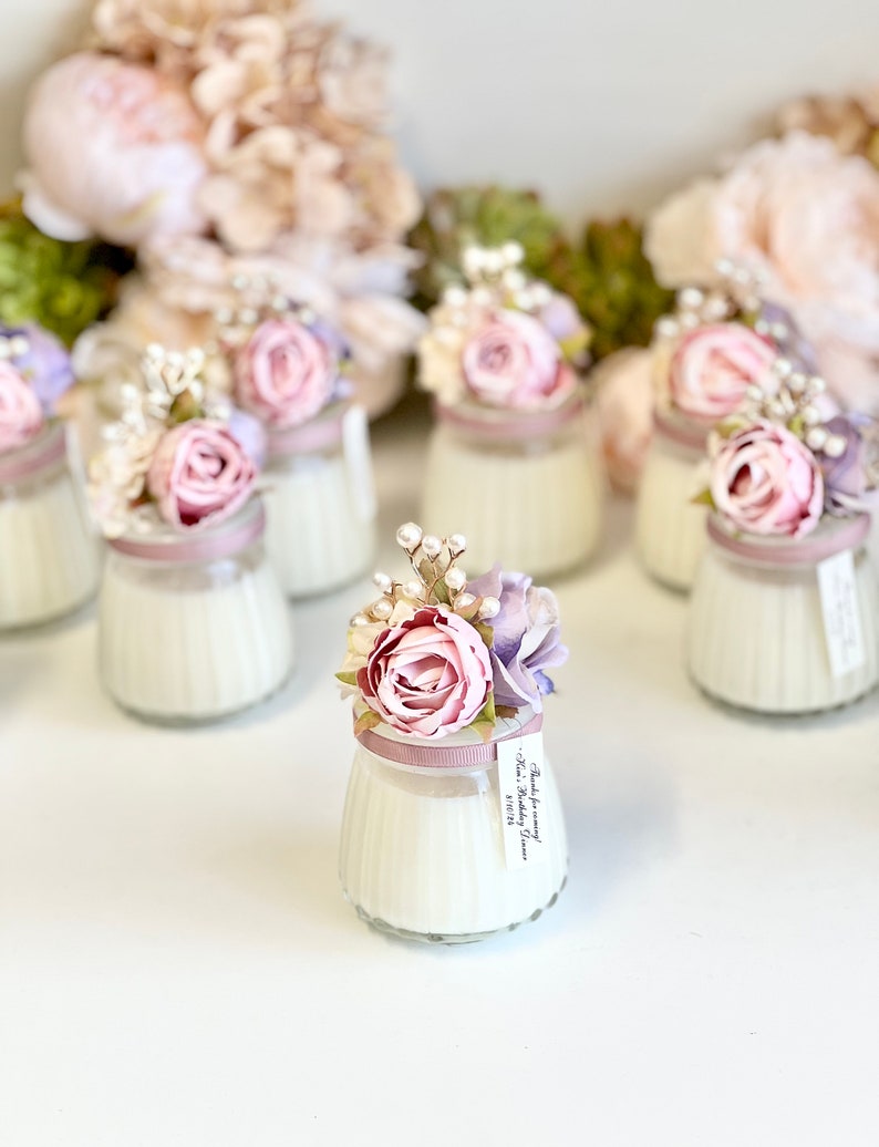 Pink Lilac Candle Wedding Favors for Guests, Custom Party Candle Favors ...