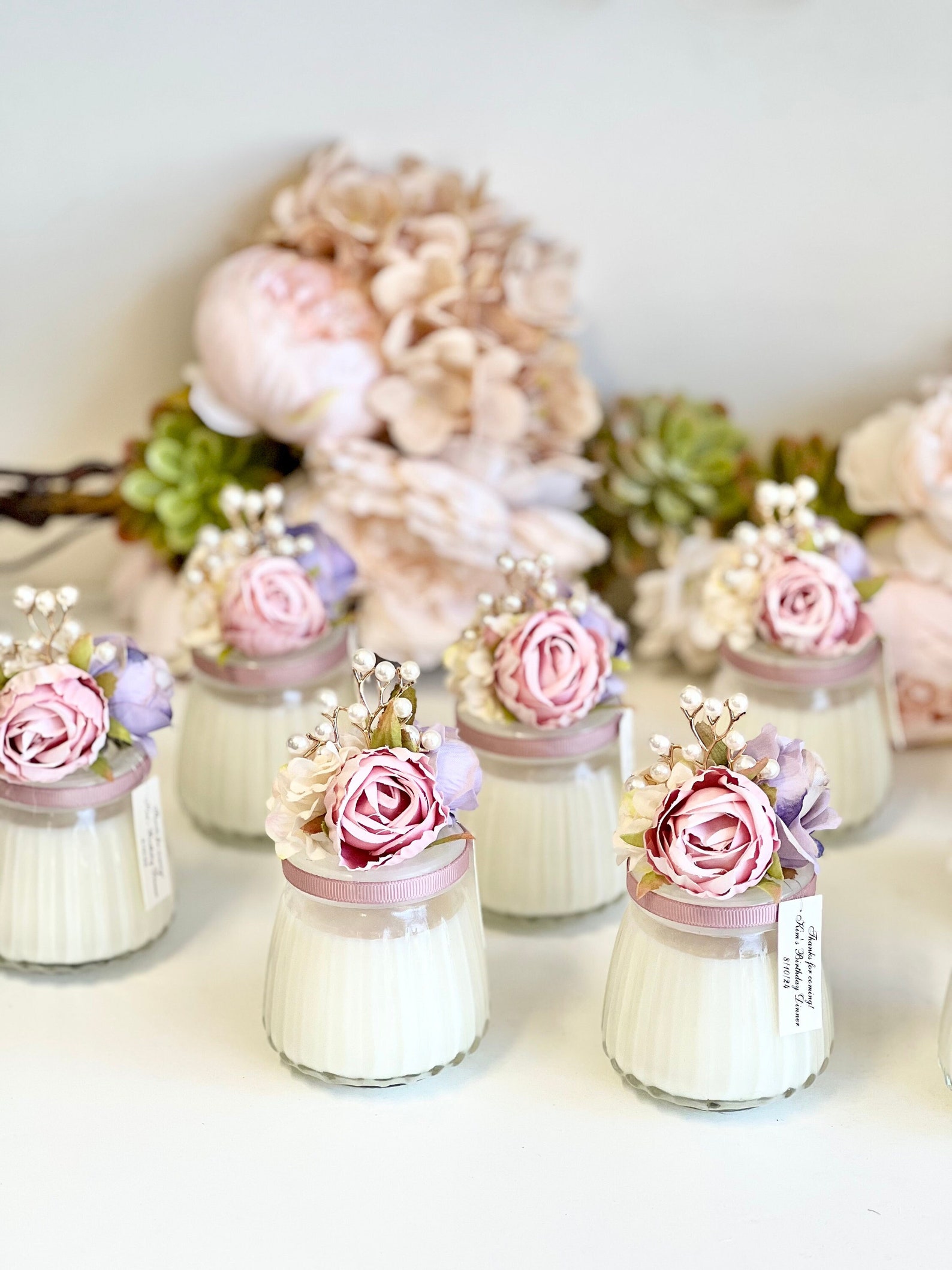Pink Lilac Candle Wedding Favors for Guests, Custom Party Candle Favors ...